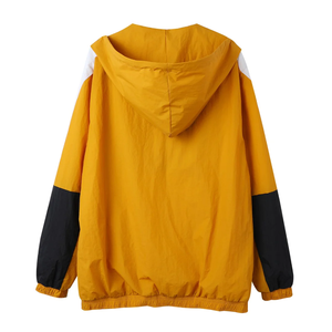 Veste coupe-vent à capuche demi-zip Alpha Old Gold, color block, en nylon, anorak, coupe-vent, résistante à l'eau, grande taille, unisexe, pour l'extérieur - Product Image 3