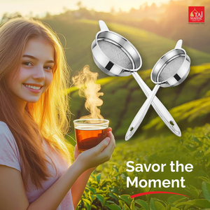 SS Zee Heavy Double Mesh <b>Strainer</b> with Comfortable Handle for Secure Grip and Easy Rest on Pot Rim Eco-Friendly - Product Image 6