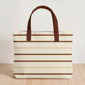 กระเป๋าช้อปปิ้งผ้าฝ้ายลายทางพับได้และน้ำหนักเบาสำหรับร้านขายของชำปิกนิกชายหาดและใช้ในชีวิตประจำวัน - Product Image 3