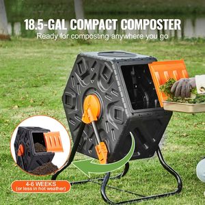 Composter Rotante Compatto da 18,5 Galloni con Struttura in Acciaio, Senza BPA, Aeratore per Compost Piccolo con Cassetta a Porta Scorrevole - Product Image 2