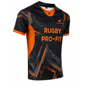 เสื้อรักบี้แขนสั้นผู้ชาย Pro-Fit แบบซับลิเมชั่น ระบายเหงื่อได้ดี ทรงพอดีตัว คอวี เหมาะกับทุกฤดู ผลิตจากโพลีเอสเตอร์ผสมสแปนเด็กซ์ - Product Image 2