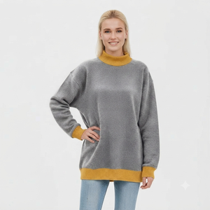 Custom Embroidered Streetwear Soft Cotton Mockneck Crewneck <b>Pullover</b> Sweater <b>Jumper</b> Fleece Oversized Sweatshirt Women - Product Image 5