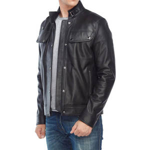 Leather Jackets for Men High Quality Zipper Front Zip and Pockets Leather Jackets Insulated Fur-Trimmed Outdoor Men's Jackets - Product Image 5