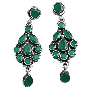 Pendientes de Plata Oxidada con Múltiples Piedras en Forma de Gota para Boda |   Joyería de Estilo Bohemio para Mujer - Proveedor Directo de Fábrica, Stock Disponible - Product Image 1