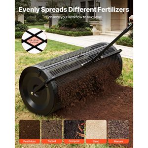 Spargiconcime da 44 Pollici con Manico per Spingere/Tirare, Spargitore Portatile per Torba e Muschio da Giardino con 4 Altezze Regolabili, in Acciaio Verniciato a Polvere - Product Image 3