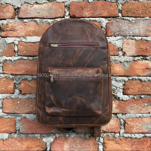 New Arrival Factory Made Vintage Full Grain Genuine Crazy Horse Leather Geometric Unisex Laptop Travel <b>Backpack</b> 20-39L Capacity - Product Image 5