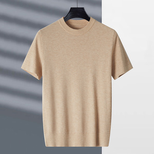 เสื้อสเวตเตอร์แขนสั้นลำลองสำหรับผู้ชาย ฤดูร้อน แบบเรียบง่าย สำหรับวัยกลางคน เสื้อยืดถักครึ่งแขน สไตล์ลำลอง สำหรับการค้าต่างประเทศ - Product Image 3