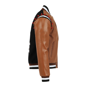Varsity <b>Jackets</b> For Boys Brown Color <b>Winter</b> Wool Fabric With <b>Leather</b> Sleeves Letterman Style College Varsity <b>Jacket</b> - Product Image 5