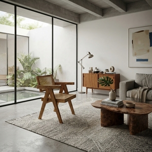 Silla de comedor de mimbre para interiores Akira, con detalles tejidos a mano, es perfecta para mejorar su espacio de comedor con comodidad natural. - Product Image 4