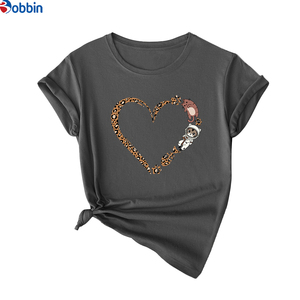 Valentine's Day White <b>Top</b> For Girl Breathable Summer Printed Casual Leopard Print Cute Cat Footprints <b>Heart</b> Graphic Shirt Couple - Product Image 4