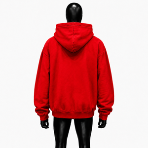 Sudadera con Capucha Gótica Roja Oversize con Diseño de Cruz Tachonada y Mangas Adornadas con Pedrería, Estilo Urbano Unisex, Ajuste Holgado - Product Image 2