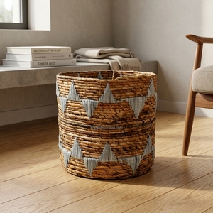 Ensemble de paniers de rangement en banane tressée naturelle écologique de haute qualité, 2 paniers pliables multifonctionnels pour organiser les vêtements - Product Image 6