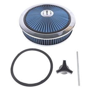 Kit de Filtro de Aire Redondo Azul Super Flow de 14" X 3" con Tapa Cromada, Modelo Lavable D0100HAMVH7 para Vehículos Chevrolet - Product Image 6