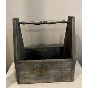 Boîte à outils vintage multifonction en bois - Organisateur de rangement en bois finition antique - Porte-bouteilles et porte-jardinage décoratif - Product Image 1