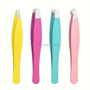 แหนบถอนคิ้วสแตนเลสสีทองแบบมืออาชีพสำหรับผู้หญิงปลายแหลมอุปกรณ์แต่งหน้าความงามคลิปกำจัดขน - Product Image 3