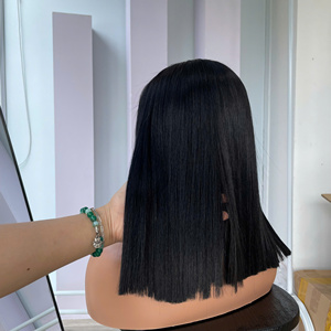 Perruque de couleur noir de jais de 14 pouces avec fermeture 2x6 Super Double Drawn Hair Qualité Vietnamienne de haute qualité - Product Image 3