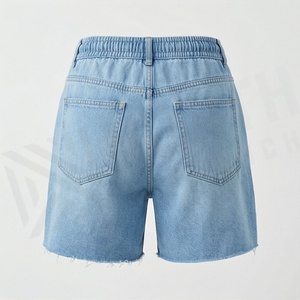 Shorts en jean décontractés pour hommes, coupe classique, taille haute, respirants, délavage clair, été/hiver, avec logo personnalisé - Product Image 2