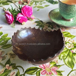 Tazón de Cáscara de Coco Orgánico 100% Ecológico Hecho a Mano por EUTECH, Color Marrón Natural, Diámetro 13-14 cm, Profundidad 6 cm, Impermeable y Pulido - Product Image 1