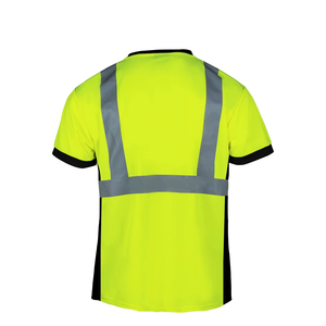 เสื้อยืดนิรภัยผู้ชายแบบมองเห็นได้ชัดเจน สีเหลือง สะท้อนแสง สำหรับงานอุตสาหกรรม ผลิตจากโพลีเอสเตอร์ - Product Image 2