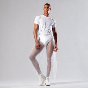 Legging de plage pour homme à taille haute avec cordon de serrage, séchage rapide, transparent, léger, en maille, style urbain - Product Image 2