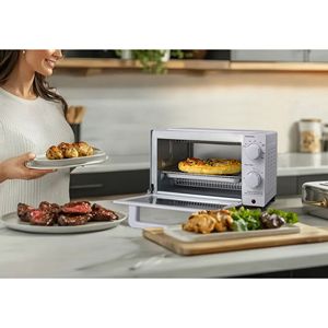 Forno tostapane da appoggio a 4 fette con 3 impostazioni, include griglia e teglia, colore bianco artico - Product Image 5