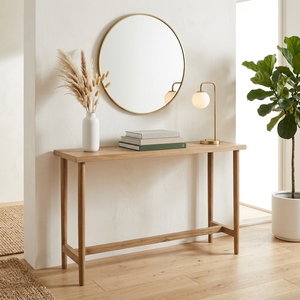 Modern Narrow Solid <b>Wood</b> Console <b>Table</b> Elegant Entryway <b>Table</b> Furniture With H Frame Stretcher For <b>Rustic</b> Home Decor Setups Art - Product Image 5