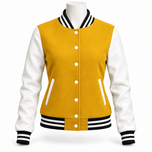 Chaqueta universitaria para mujer de alta calidad con logotipo personalizado al por mayor, chaqueta vintage para mujer en venta con MOQ bajo. - Product Image 5