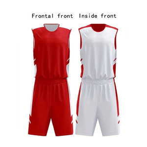 Conjunto de Uniforme de Baloncesto Reversible Personalizado, Rojo y Blanco, Uniforme de Equipo Transpirable de Malla de Poliéster con Logotipo, Nombre y Número del Fabricante - Product Image 2