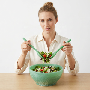 Juego de Servidores de Ensalada Ecológicos Hechos a Mano, de Resina Verde, Aptos para Lavavajillas y Microondas - Product Image 1