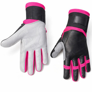 Gants de frappe en cuir rose et noir à fermeture auto-agrippante, unisexe, pour adulte, durables, ambidextres, prix de gros - Product Image 1