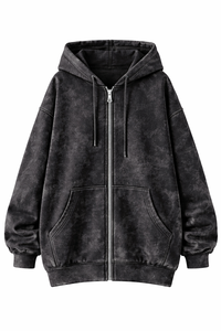 Sudadera con Capucha Unisex de Alta Calidad para Atletas, con Lavado Ácido, Cremallera Completa, Forro Polar Grueso y Cálido, Estilo Casual Urbano Oversize, de Secado Rápido, 100% - Product Image 4