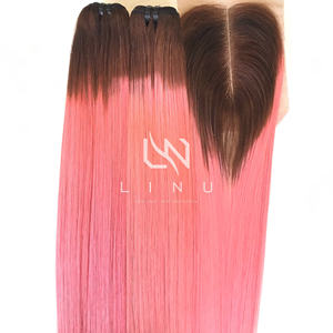 Ombre Color Rosa Humano vietnamita Color natural Precio de fábrica Extensiones de cabello Hueso Cabello liso - Product Image 6
