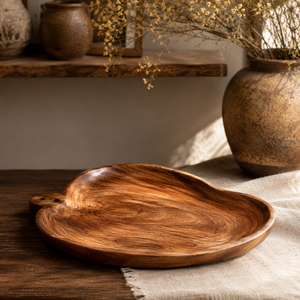 Bandeja de Servir de Madera con Forma de Mango, Diseño Tradicional Chino Hecho a Mano, Tazón de Madera sin Recubrimiento para Servir Alimentos, Acme Exports - Product Image 1