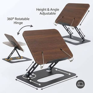 Adjustable Wooden Laptop <b>Stand</b> Foldable Desktop Riser Rotatable Book Holder <b>Stand</b> <b>for</b> <b>Tablets</b> Phones - Product Image 4