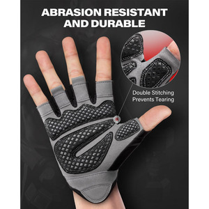 <b>Half</b> Finger Cycling Gloves Breathable Mesh Unisex Summer Adjustable Wrist Strap Non <b>Slip</b> Gray Black - Product Image 3