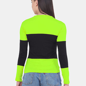 Women's Everyday <b>Long</b> Sleeve Color Block <b>T</b> <b>Shirt</b> OEM Wholesale Slim Fit <b>T</b> <b>Shirt</b> Full Sleeve <b>T</b> <b>Shirt</b> Regular <b>Length</b> <b>T</b> <b>Shirt</b> - Product Image 2
