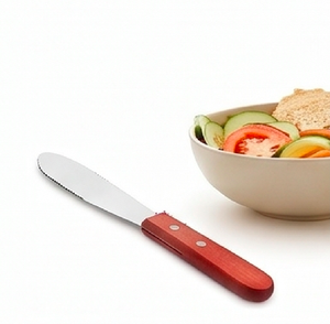 Couteau à fromage artisanal de petite taille avec manche en bois rouge, ensemble de couverts élégants, idéal pour servir le fromage, vaisselle et usage à table. - Product Image 4
