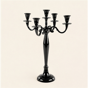 Elegant <b>Black</b> 5 Arm Metal <b>Candelabra</b> Tabletop Centerpiece for Wedding Party Events Vintage Modern Style Tall Candle Stand Holder - Product Image 3