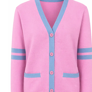High Quality Women Sorority Cardigan Cotton Knitted Button Down Turn Down Collar Classic Design Casual Knitwear OEM Custom Made - Product Image 5