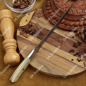 Couteau professionnel sur mesure en acier Damas à motif torsadé, ultra-affûté, léger, avec manche en os de chameau, personnalisable OEM, faibles MOQ, OBM - Product Image 5