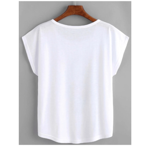 Camiseta de mujer transpirable con estampado floral, manga murciélago, hombros descubiertos y bajo redondo, estilo casual y versátil a la moda. - Product Image 2