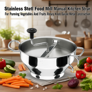 Passaverdura manuale in acciaio inossidabile per frullare verdure e frutta, con manopola rotante e struttura in metallo resistente. - Product Image 3