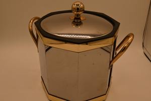 Luxury Hexagon Metal Silver Ice <b>Buckets</b> With <b>Lid</b> And Gold Handles Ideal For Table Decor Storage Vanity And Bar Styling - Product Image 5