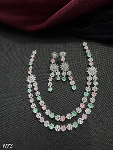 Conjunto de joyería nupcial de diamante americano clásico, collar y pendientes de dos piezas para boda, estilo clásico de moda - Product Image 2