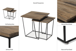 Unilo Solid Wood Side Table Set Contemporary Minimalist <b>Corner</b> Table Set of 2 for Hotel Villa Living Room Furniture - Product Image 4