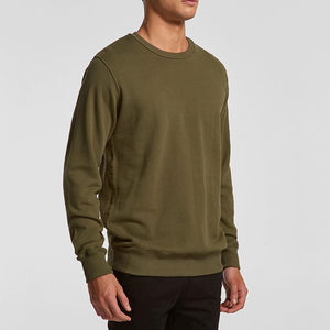 เสื้อสเวตเชิ้ตแขนยาวคอกลมสีเขียวมะกอกสำหรับผู้ชาย ผ้าฟลีซเรียบ  รับทำโลโก้ตามสั่ง  OEM ODM ขายส่งเสื้อผ้า - Product Image 3