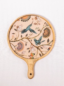 Plateau de service rond en bois émaillé de luxe moderne personnalisé, de qualité alimentaire, fait main, vaisselle décorative, fournisseur exportateur - Product Image 1