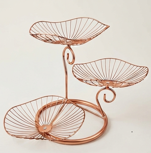 Cesta de Frutas de Tres Niveles con Alambre de Cobre, Cestas Metálicas de Almacenamiento para Decoración de Mesa y Exhibición de Alimentos - Product Image 3