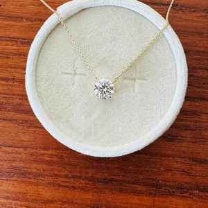14K Yellow Gold IGI Certified Lab Grown CVD Round Brilliant Cut Diamond Necklace VS1 F Color Luxury Fine Jewelry For Sale - Product Image 6