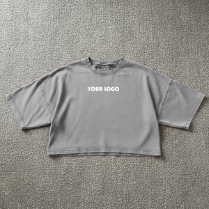Custom Sexy Streetwear Crop <b>Tops</b> T-shirts Loose Acid Wash T Shirt 200gsm Organic Cotton Crop <b>Top</b> Women - Product Image 2